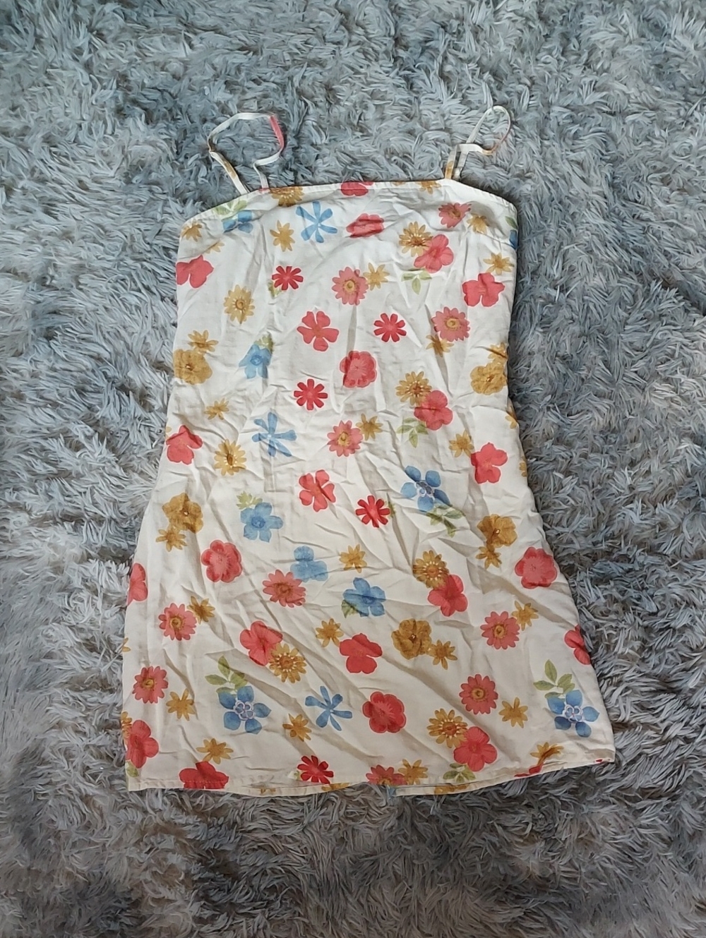 White Floral Spaghetti-Strap Dress